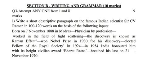 I Write A Short Descriptive Paragraph On The Famous Indian Scientist