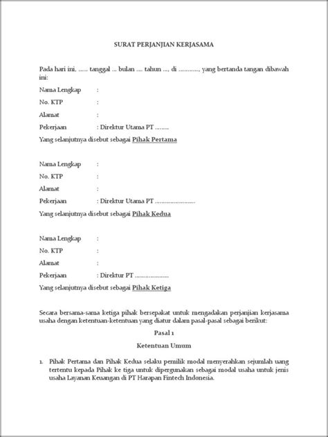 Contoh Perjanjian Pembagian Saham IMAGESEE