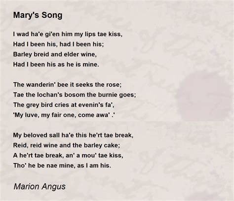 Mary's Song Poem by Marion Angus - Poem Hunter