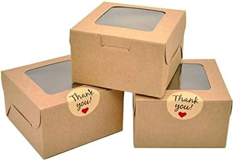 Pack Brown Bakery Boxes Kraft Paper Pastry Boxes With Window X X