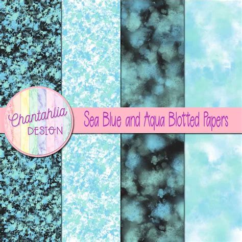 Free Sea Blue And Aqua Digital Papers With Blotted Designs