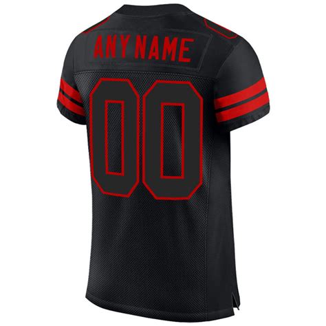 Custom Black Black-Red Mesh Football Jersey – Cadadesigns