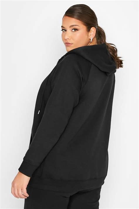 Plus Size Black Essential Zip Through Hoodie Yours Clothing