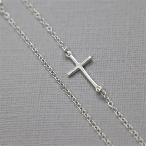 Silver Sideways Cross Necklace Sterling Silver Sideways Cross Necklace