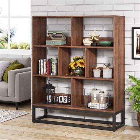 Tribesigns 3 Tier Bookshelf 7 Cube Open Shelf Bookcase With Metal Leg