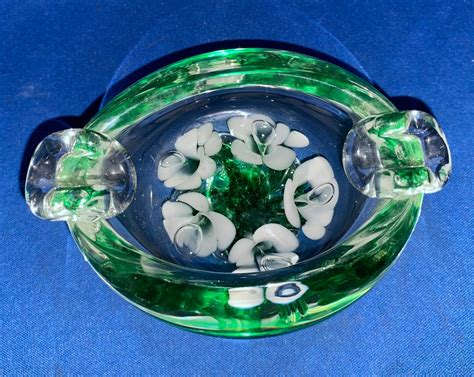 Vintage Joe St Clair Hand Blown Glass Ashtray Etsy