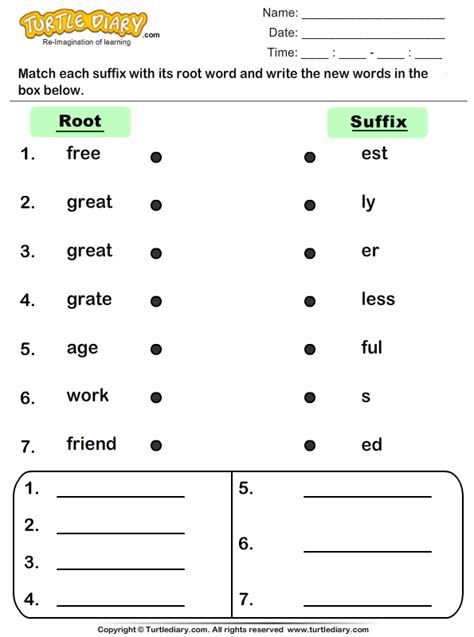 Suffix Worksheet For First Grade