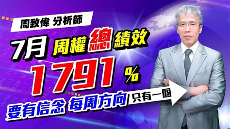 理周tv 20230721盤後 周致偉 致富達人／7月周權總績效1791 要有信念 每周方向 只有一個 Youtube