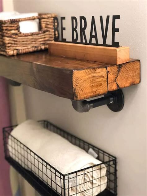 Diy Rustic Bathroom Shelf With Towel Bar Semis Online