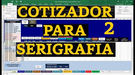 Cotizador en excel para serigrafia versión 2 YouTube