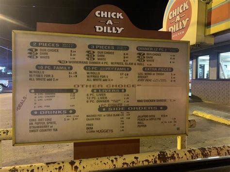 Menu At Chick A Dilly Fast Food El Dorado W Hillsboro St