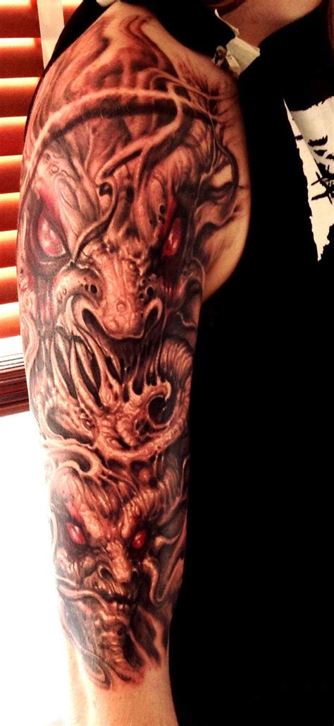 My First Tattoo A Demon Half Sleeve Carlos Aguilar Of Black Shadows