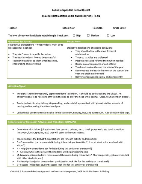 Classroom Management Plan 38 Templates And Examples Templatelab