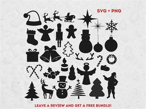 Christmas Silhouette SVG Bundle, Svg Files for Cricut, Christmas Clipart, Holiday Season Clipart ...