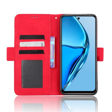 For Infinix Hot G X B Skin Feel Calf Texture Card Slots Leather Phone Case Red Alexnld