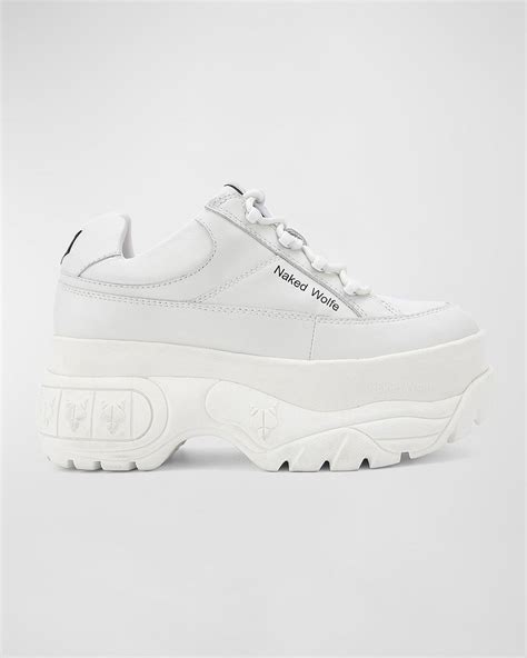 Naked Wolfe Sporty Platform Leather Low Top Sneakers In White Lyst