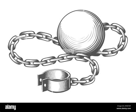 Tattoo of Ball and Chain drawn in Engraving style. Vector Illustration ...