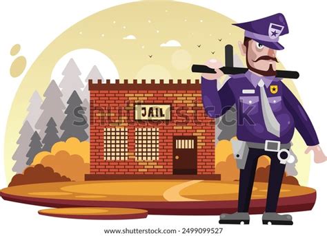 Policeman Vector Illustration Prison Guard Stock Vector (Royalty Free) 2499099527 | Shutterstock