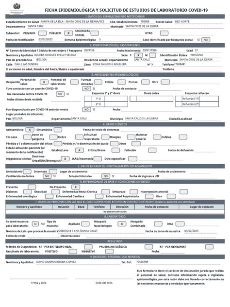 Ficha Epidemiologica Modelo Pdf