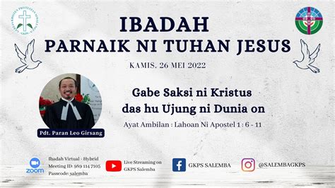 Ibadah Minggu Umum Gkps Salemba Minggu 22 Mei 2022 Youtube