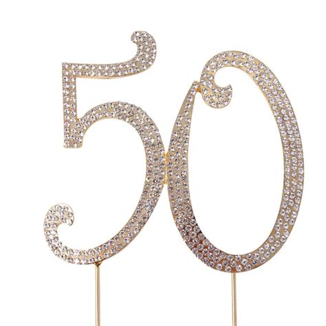 Honbay 50 Birthday Cake Topper Sparkly Bling Alloy Crystal Rhinestones