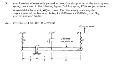 Solved A Uniform Bar Of Mass M Is Pivoted At Point O And Chegg