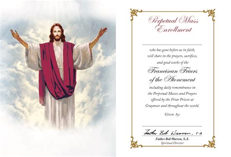 Mass Cards Franciscan Friars Of The Atonement