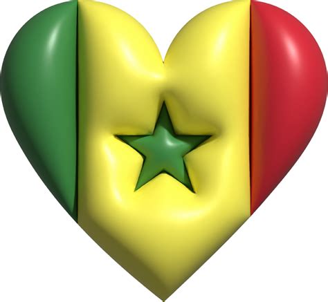 Senegal flag heart 3D. 22121055 PNG