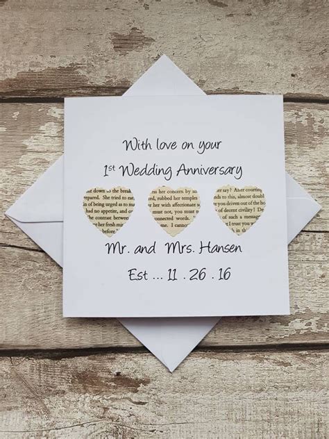 Personalised 1st Wedding Anniversary Card Handmade First Etsy Uk