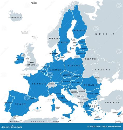 Fototapeta Mapa Plakatowa Ue Polityczna Mapa Unii Europejskiej Mapa