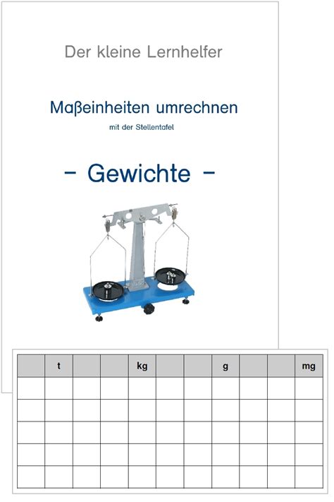 Lernheft Maßeinheiten Umrechnen Gewichte Inkl Stellentafel Vom