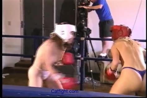 Fierce Topless Female Boxing With Hard Punches To The Breast Head Belly And Ribs To A Tko