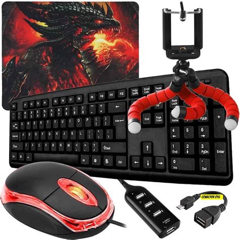 Kit Mobilador Gamer Teclado One Hand Rgb Mouse Óptico 1600dpi