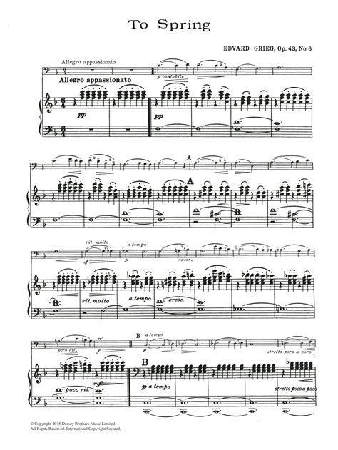 To Spring Op No By Edvard Grieg Sheet Music For Cello Solo At