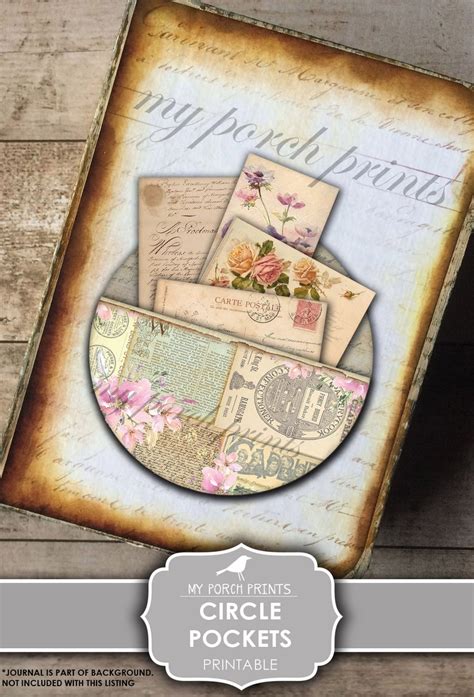 Circle Pockets Junk Journal Kit Printable Paper Craft Etsy Diy