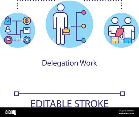 Delegation Work Concept Icon Responsibility And Authority Idea Thin