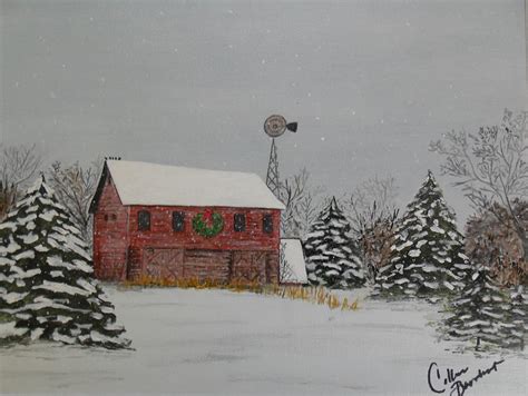 Christmas barn Painting by Colleen Barnhart - Fine Art America