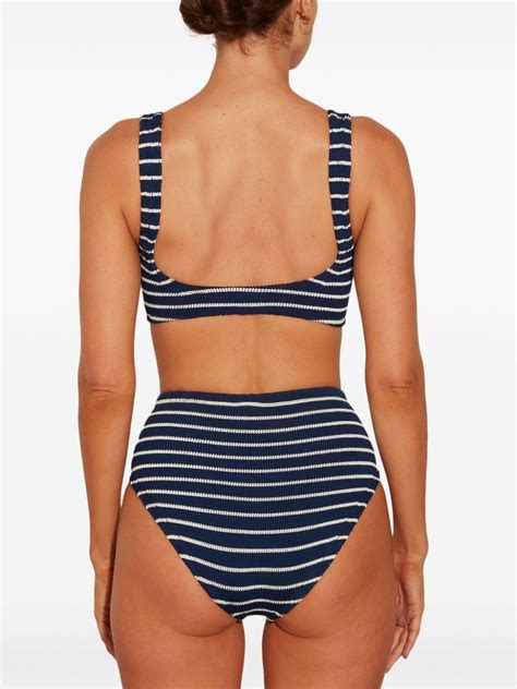 Hunza G Nadine Striped Seersucker Bikini Blue FARFETCH UK