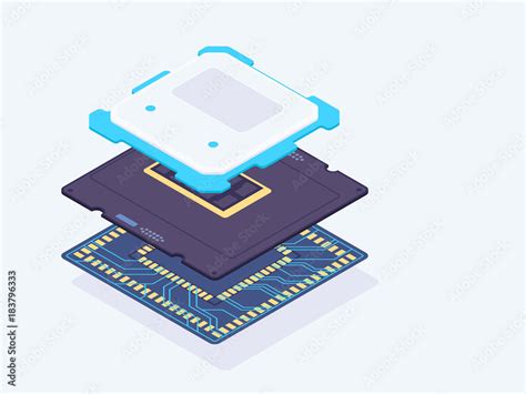 Isometric computer processor. Processor layers. CPU vector illustration Stock Vector | Adobe Stock