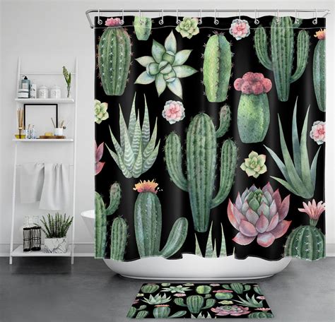 Desert Oasis Black Cactus Shower Curtain Accessories For A Wild