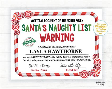 Naughty List Certificate Free Printable