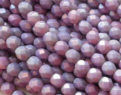 Lot Of Mm Opaque Amethyst Luster Czech Glass Beads Firepolished