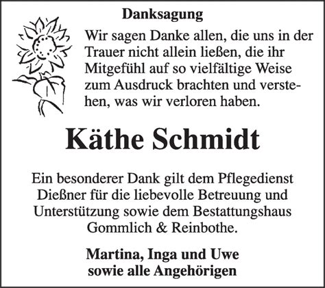 Traueranzeigen von Käthe Schmidt abschied nehmen de