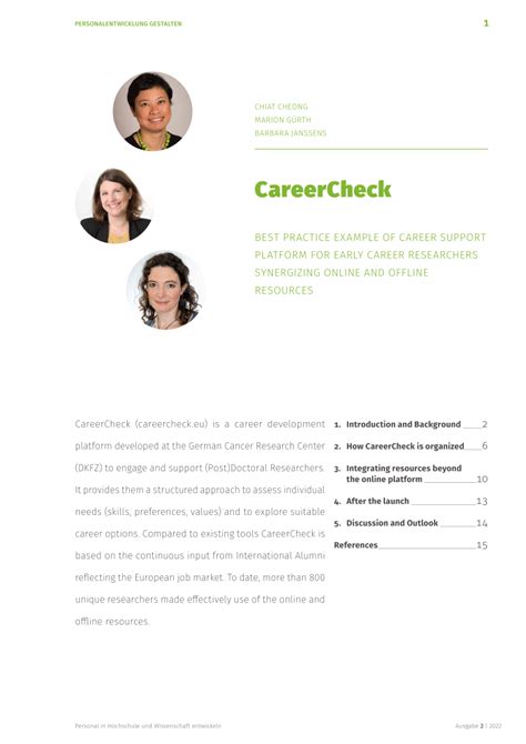 PDF CareerCheck Best Practice Example Of Career Support Platform