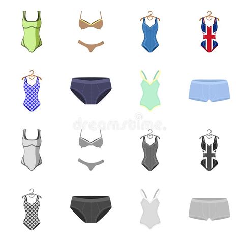 Vector Design Of Bikini And Fashion Sign Collection Of Bikini And Swimsuit Stock Vector