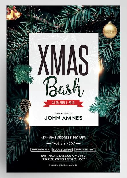 Premium Psd Christmas Bash Xmas Invitation Flyer Template