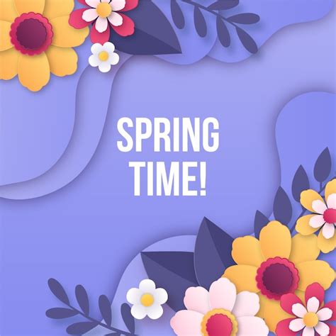 Illustration De Printemps De Style Papier Vecteur Premium