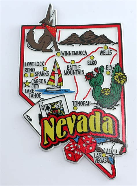 Nevada State Map And Landmarks Collage Fridge Collectible Souvenir