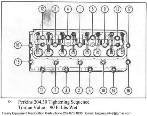 PERKINS 204 30 CYLINDER HEAD BOLT TIGHTENING SEQUENCE AND TORQUE VALUE