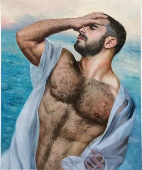 TABLEAU MAGNIFIQUE PEINTURE Huile Sur Toile Homme Torse Nu Nude Man